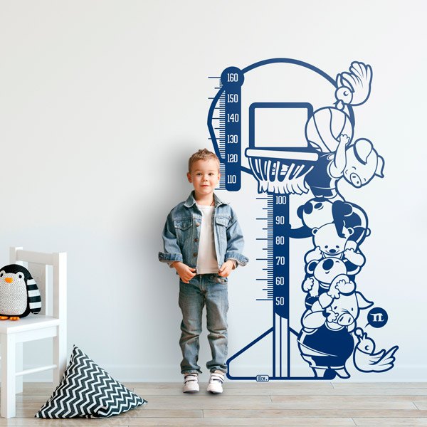 Kinderzimmer Wandtattoo: Messlatte Basketball Tiere