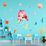 Kinderzimmer Wandtattoo: Rothaarige Meerjungfrau 3