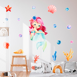 Kinderzimmer Wandtattoo: Rothaarige Meerjungfrau 5