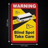 Aufkleber: Warning, Blind Spot Take Care Bus 3
