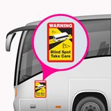 Aufkleber: Warning, Blind Spot Take Care Bus 4
