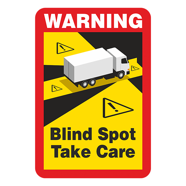 Aufkleber: Warning, Blind Spot Take Care Lastwagen