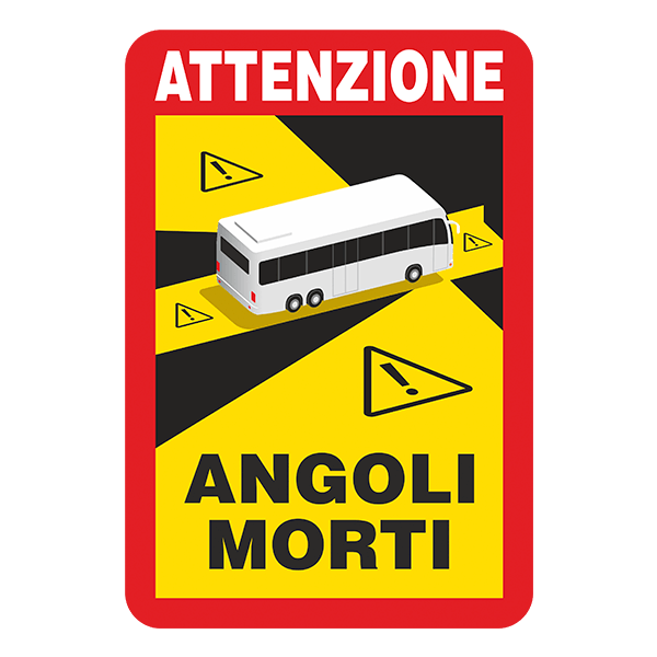 Aufkleber: Attenzione, Angoli Morti Bus