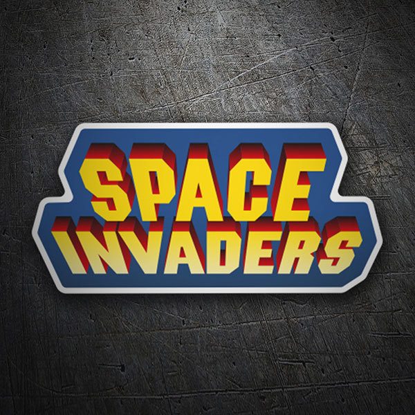 Aufkleber: Space Invaders 3D Blau