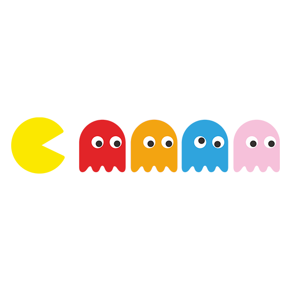 Aufkleber: Pac-Man und Gespenster