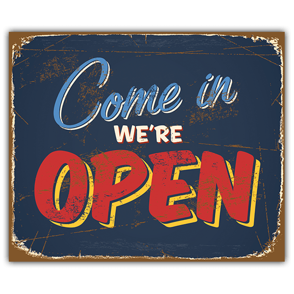 Wandtattoos: Retro-Zeichen come in we are open