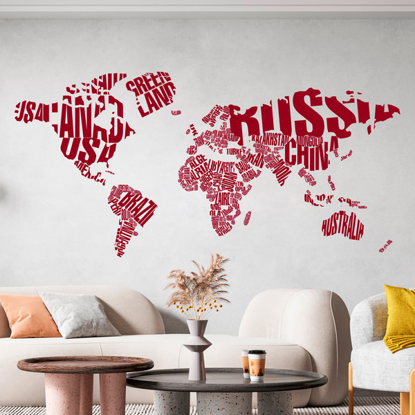 Wandtattoos: Typografische Weltkarte