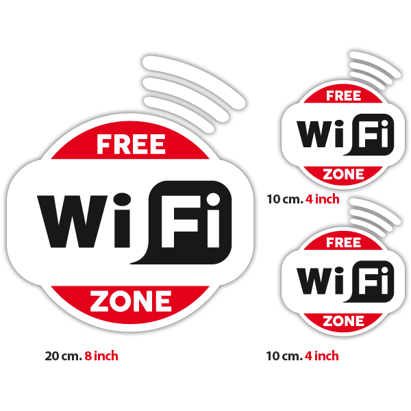 Wandtattoos: Free Wifi Zone - Pack 3 aufkleber
