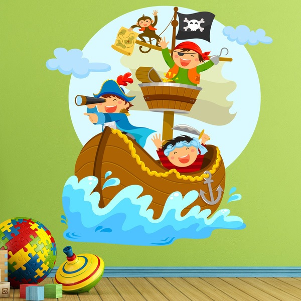Kinderzimmer Wandtattoo: Piraten segeln auf seinem Boot