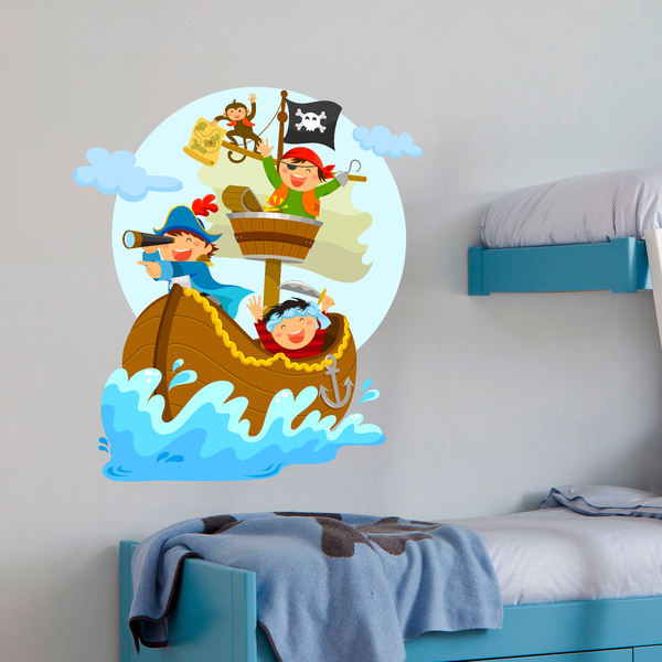 Kinderzimmer Wandtattoo: Piraten segeln auf dem Boot