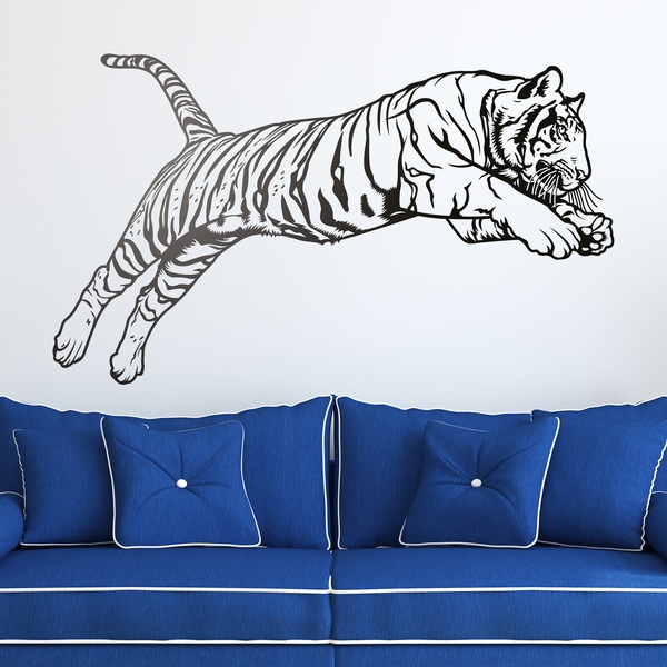 schön und einzigartig Wandtattoo Bengal-Tiger-Sprung