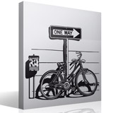 Wandtattoos: Weinlese-Fahrrad auf Verkehrszeichen One Way 3
