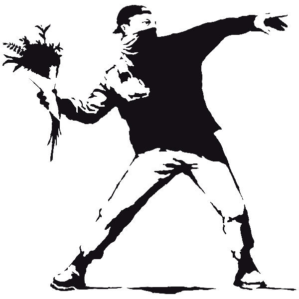 Wandtattoos: Banksy Blume Werfen Protest