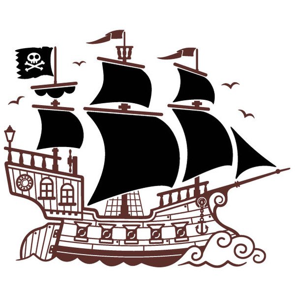 Kinderzimmer Wandtattoo: Großes Piratenschiff