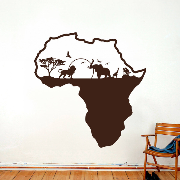Wandtattoos: Afrika Silhouette Skyline Tiere