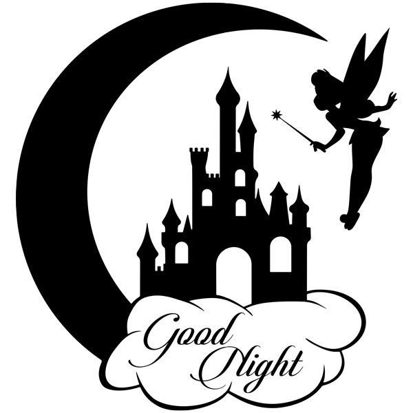 Kinderzimmer Wandtattoo: Tinkerbell, Castle and Moon. Good Night