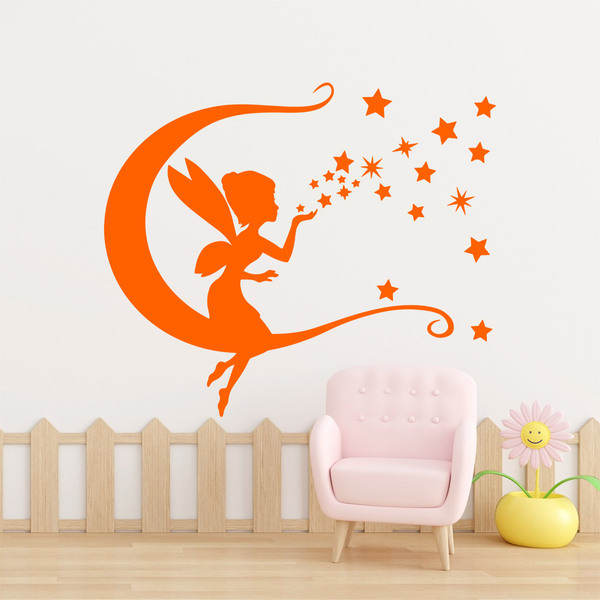Kinderzimmer Wandtattoo: Tinkerbell, Mond und Sterne