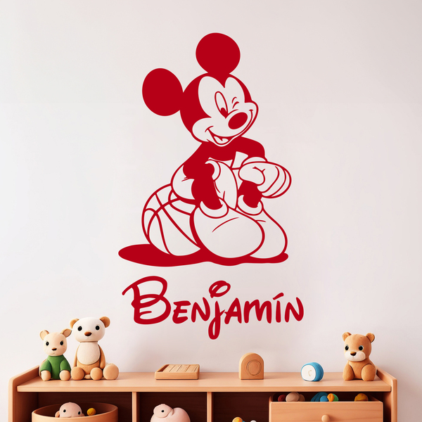 Kinderzimmer Wandtattoo: Micky Maus Basketballsitzen