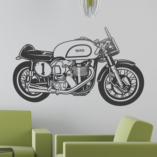 Wandtattoos: Klassisches Motorrad Norton Manx