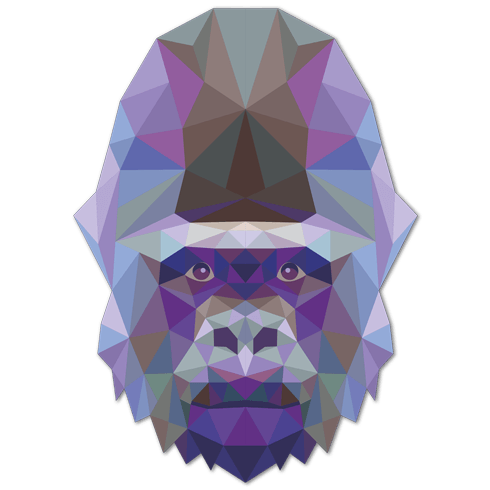 Wandtattoos: Kopf des Origami Gorillas