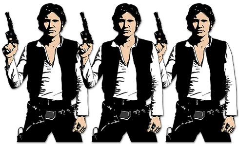 Wandtattoos: Triptychon Han Solo Pop-Art