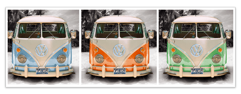 Wandtattoos: 3 Volkswagen T1 (kombi)