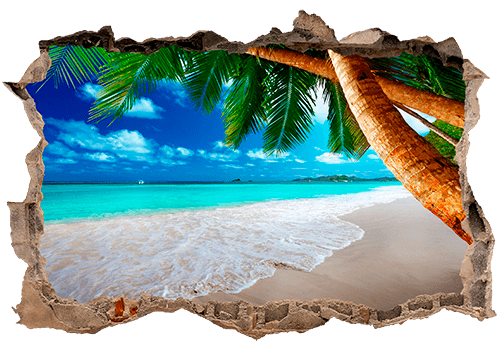 Wandtattoos: Loch Palmen am Strand 1