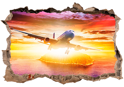 Wandtattoos: Loch Düsenflugzeug