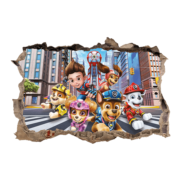 Kinderzimmer Wandtattoo: Loch Paw Patrol 3D