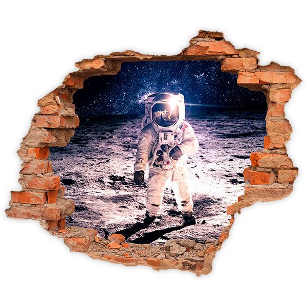 Wandtattoos: Loch Astronaut auf dem Mond