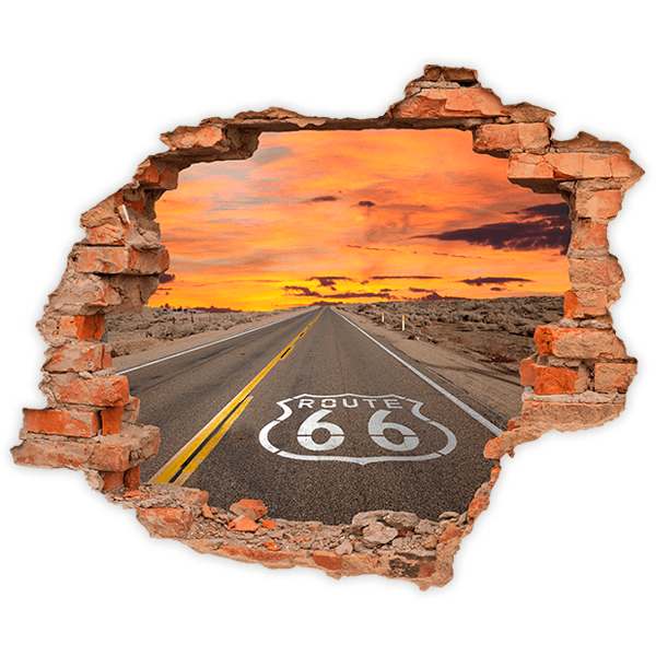 Wandtattoos: Loch Route 66 bei Sonnenuntergang