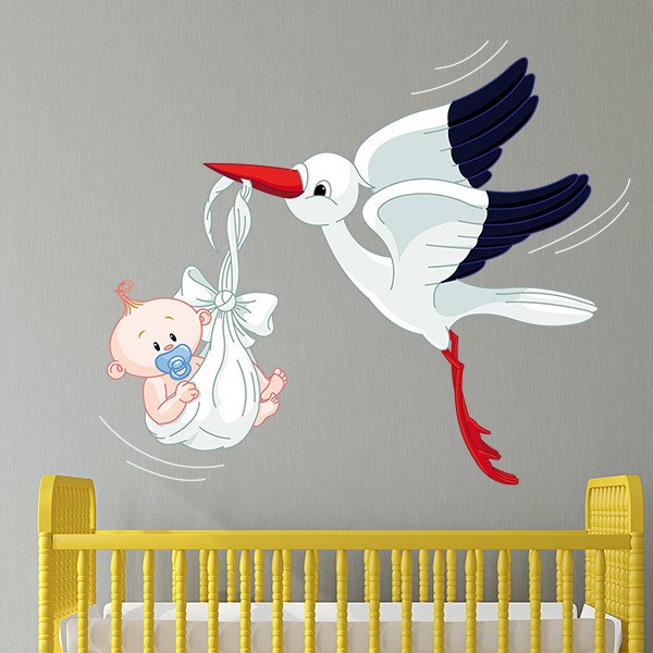 Wandtattoo für babyzimmer Storch und Baby