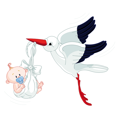 Kinderzimmer Wandtattoo: Storch und Baby