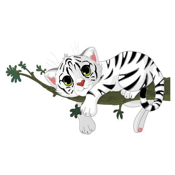 Kinderzimmer Wandtattoo: Weißes Tigerjunges auf einer Niederlassung
