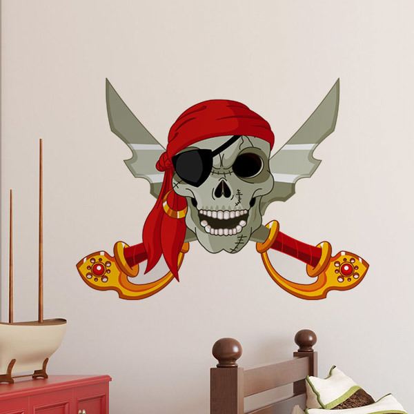 Kinderzimmer Wandtattoo: Piratenschädel in Farbe