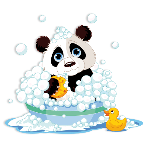 Kinderzimmer Wandtattoo: Panda in der Badewanne