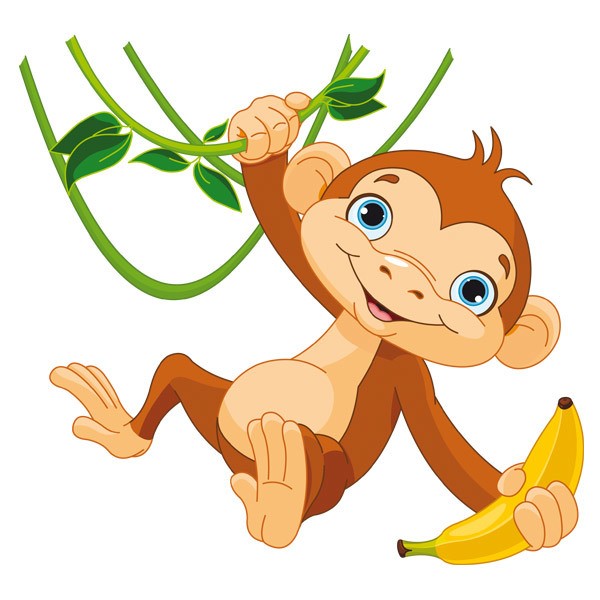 Kinderzimmer Wandtattoo: Affe hing mit einer Banane