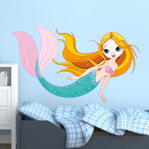 Kinderzimmer Wandtattoo: Meerjungfrau schwimmt