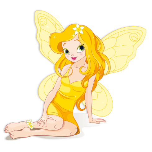 Kinderzimmer Wandtattoo: Fairy Schmetterling gelb