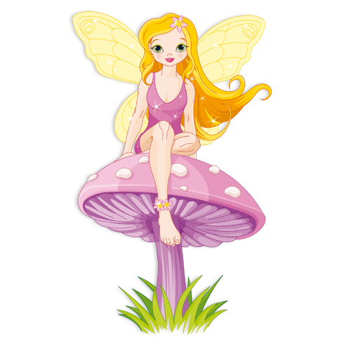 Kinderzimmer Wandtattoo: Fairy sitzend auf Pilz 2