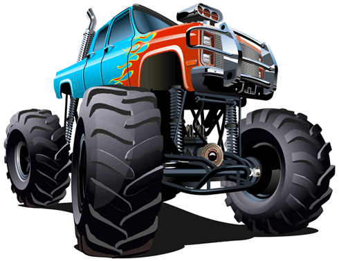 Kinderzimmer Wandtattoo: Monster Truck blau und rot