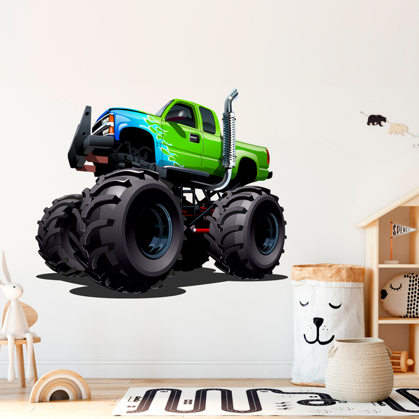 Kinderzimmer Wandtattoo: Monster Truck grün und blau