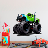 Kinderzimmer Wandtattoo: Monster Truck grün und blau 5