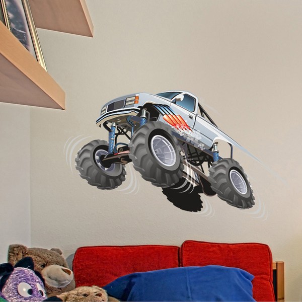 Kinderzimmer Wandtattoo: Monster Truck weiß mit Sprung