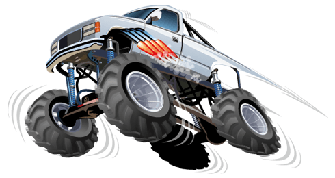 Kinderzimmer Wandtattoo: Monster Truck weiß mit Sprung