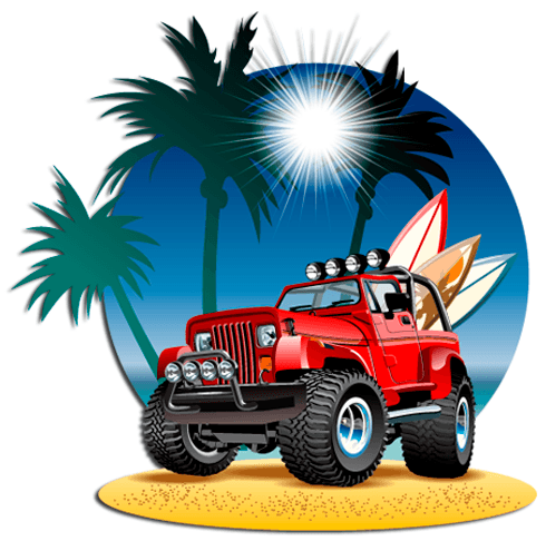 Kinderzimmer Wandtattoo: All-Terrain am Strand