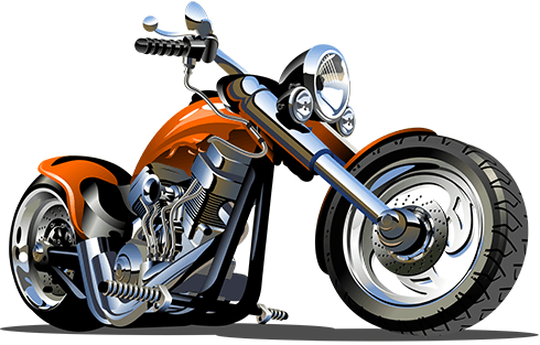 Kinderzimmer Wandtattoo: Orange Chopper-Motorrad