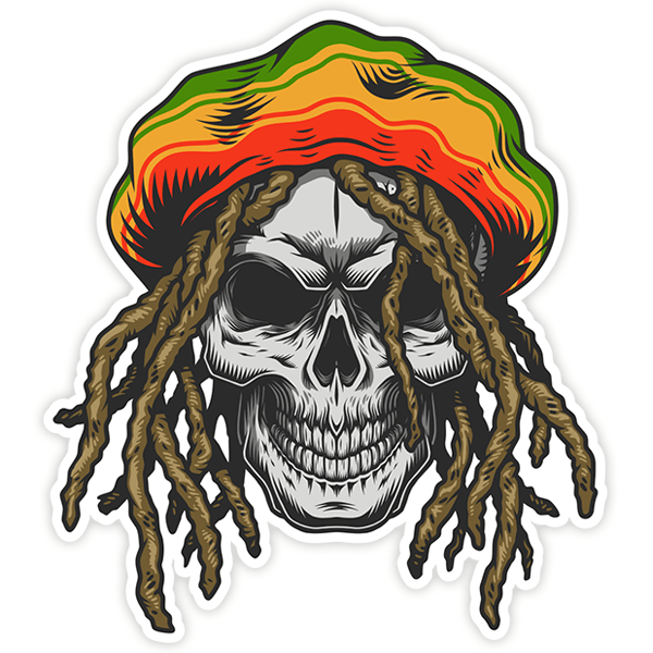 Aufkleber: Rasta-Schädel