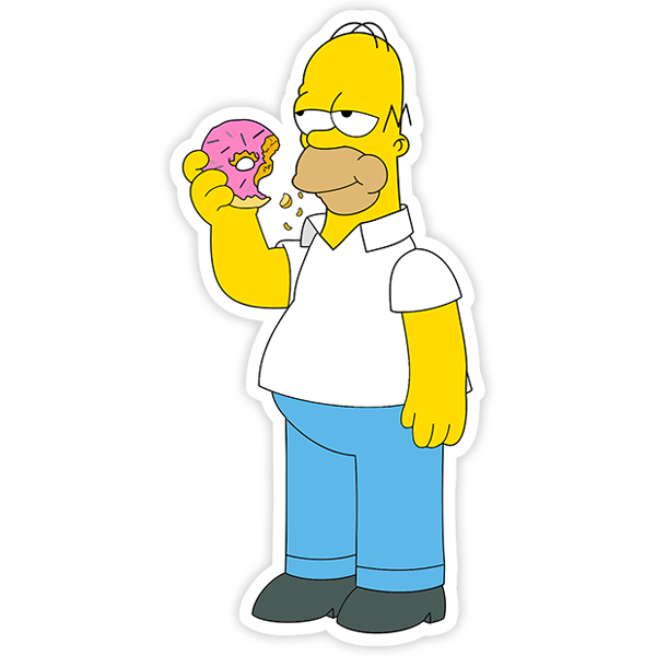 Aufkleber: Homer Simpson isst Doughnuts