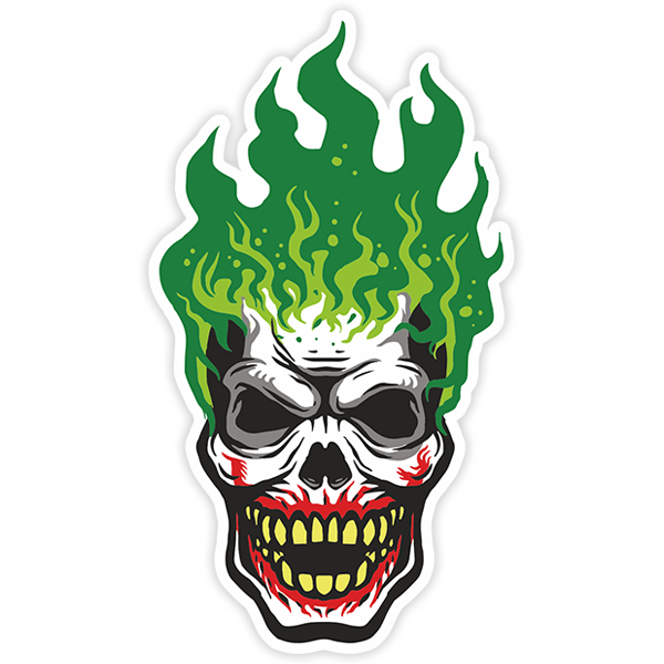Aufkleber: Schädel des brennenden Jokers